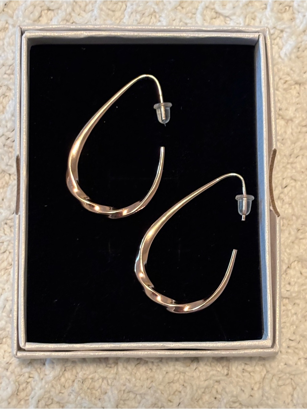 Elegant Gold-Tone Twisted Hoop Earrings - Women Jewelry